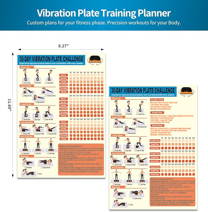 Whole Body Vibration Plate Exercise Poster Set - 6 Workout Guides & 2 Customizable 30-Day Plans for Home & Gym Use-Ruum Studio Home