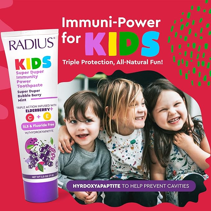 RADIUS Kids Super Duper Immunity Power Toothpaste 2.5 Oz - Super Duper Bubble Berry Mint - Pack of 3-Ruum Studio Home