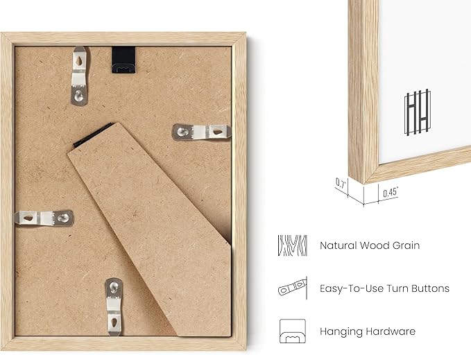 Haus and Hues 6x8 Natural Oak Wooden Picture Frame - Set of 9 6x8 Poster Frame - Premium Oak, Vertical Hang, Shatterproof Plexiglass - Ideal for Home, Room, Office (6x8-inch, Natural, Set of 9)-Ruum Studio Home