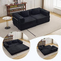 78" W Loveseat Sofa, 4 in 1 Convertible Floor Sofa Bed, Boneless Cloud Couch with Cup Holder, Fold Out Floor Couch, Loveseat Recliner Sleeper for Living Room Bedroom Lounge(Corduroy, White)-Ruum Studio Home