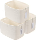 Cotton Rope storage Basket Bins Woven Basket for Organizing Shelves Rectangle Decorative Baskets For storage Clothes Toys Books Towels Square Wicker Nursery basket organizer 3 pack white-Ruum Studio Home