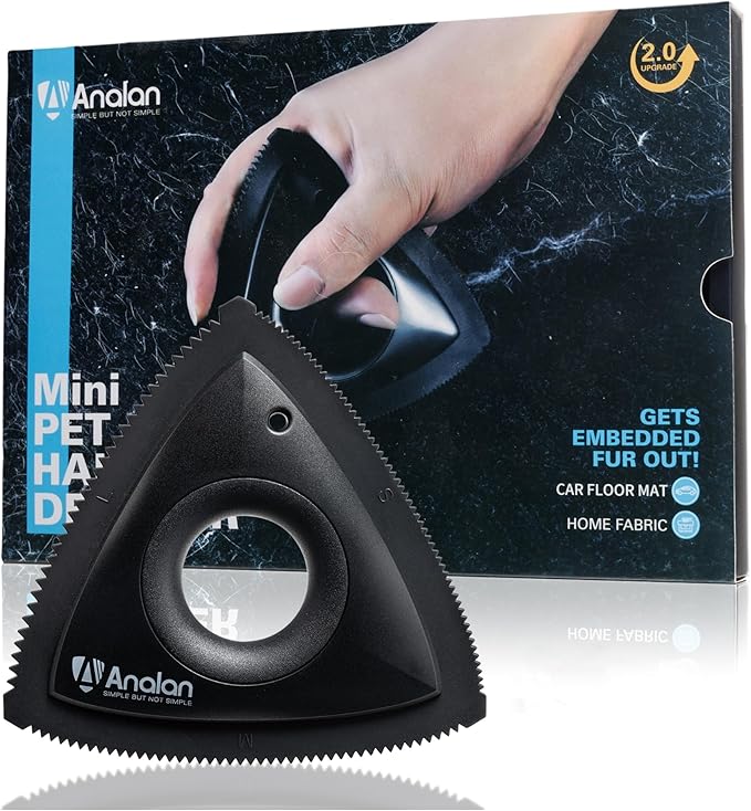 Analan Mini Pet Hair Remover for Car Detailing Supplies, Carpet Dog Hair Remover for Car Interior, Triangle Dog Hair Remover for Auto Detailing, Couch, Furniture, Lint, Carpet (Jet Black)-Ruum Studio Home