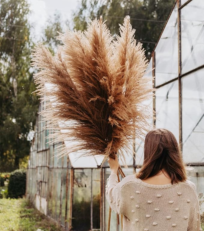 40" inch 10 Stems Pampas Grass Decor Tall, Pampas Grass Bouquet, Natural Dried Flowers for Wedding, Natural Home Decor, Wall Grass, Glam Decor-Ruum Studio Home