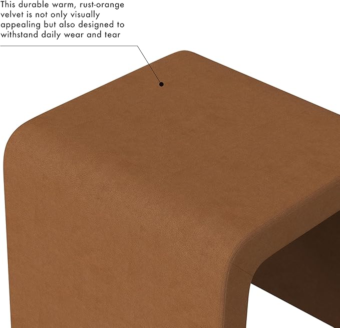 Modern Channel Rust Velvet Foot Stools Ottoman Home Décor, Soft Ottoman Foot Rest Chair for Bedroom and Living Room, Vanity Chair and Stool in Dressing Area, and Lounge-Ruum Studio Home