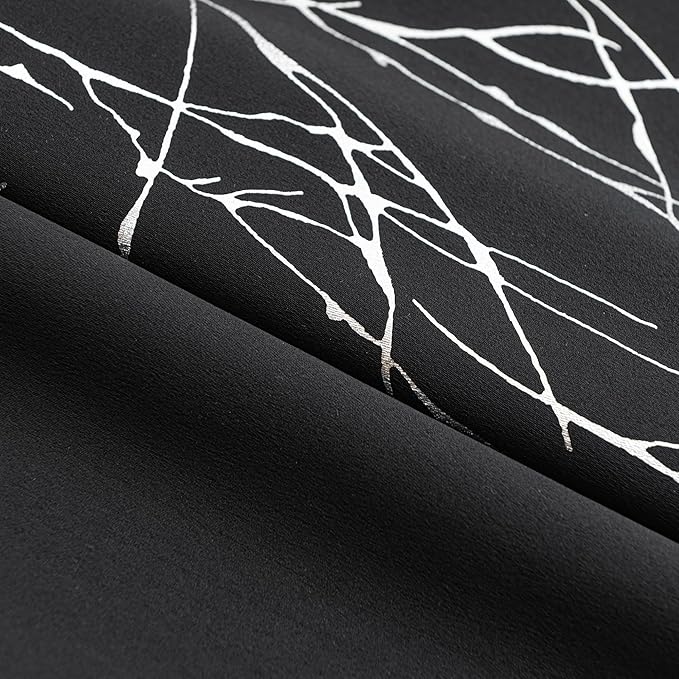 Grommets Blackout Long Window Curtains Black Silver-52W*108L 2PCS Drapes for Bedroom-Ruum Studio Home