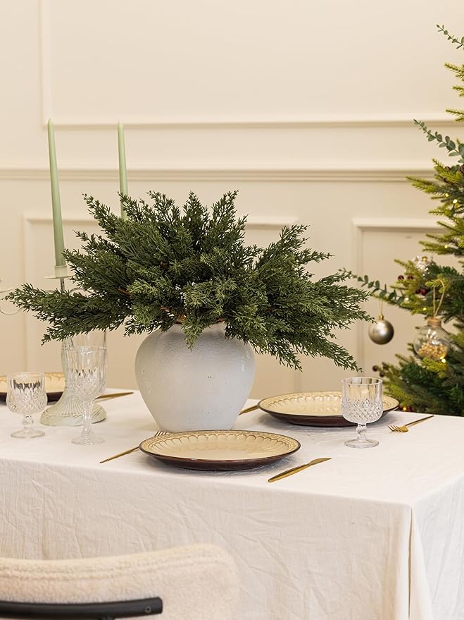 MISSPIN 12 Pcs 19.5 Inches Christmas Cedar Branches, Cedar Artificial Christmas Branches DIY Crafts Faux for Xmas Indoor Outdoor Home Decor-Ruum Studio Home