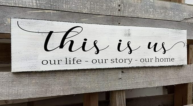 This is Us Sign, Our Life Our Story Our Home Sign, Farmhouse Family Wooden Wall Decor for Living Room Bedroom (This is Us) 6x16 Inch-Ruum Studio Home