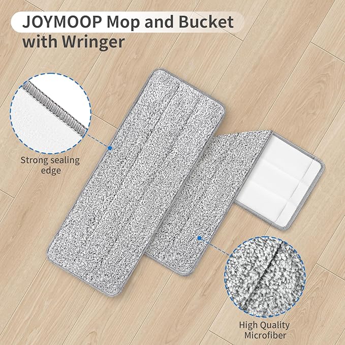 10Pcs Joymoop Mop Replacement Pads, 13 * 4.9'' Universal Mop Pads Mop Head Refills Washable Wet Mop, Compatible with Most 11-13” Size Mops，-Ruum Studio Home