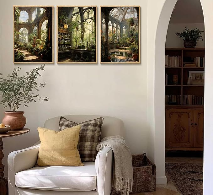 3pcs William Morris Green Plants Canvas Wall Art Medieval Castle Posters Prints Gothictalian Landscape Painting Pictures Paintings Wall Decor for Living Room Bathroom Bedroom Decoration Unframed-Ruum Studio Home