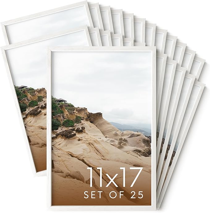 Haus and Hues 11x17 White Oak Wood Picture Frames Set of 25 - Premium Bulk Picture Frames 11x17 Bundle - Elegant Gallery Wall Frame Set for Posters, Art Display - Ideal for Wall Decor in Home & Office-Ruum Studio Home