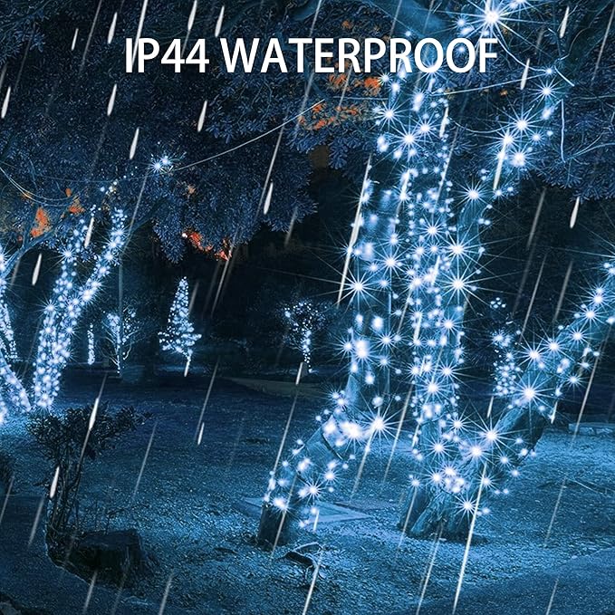 Dazzle Bright 300 LED Christmas String Lights, 100 FT Connectable Waterproof String Lights Green Wire with 8 Modes, Christmas Decorations for Indoor Outdoor Xmas Party Yard Garden (White)-Ruum Studio Home