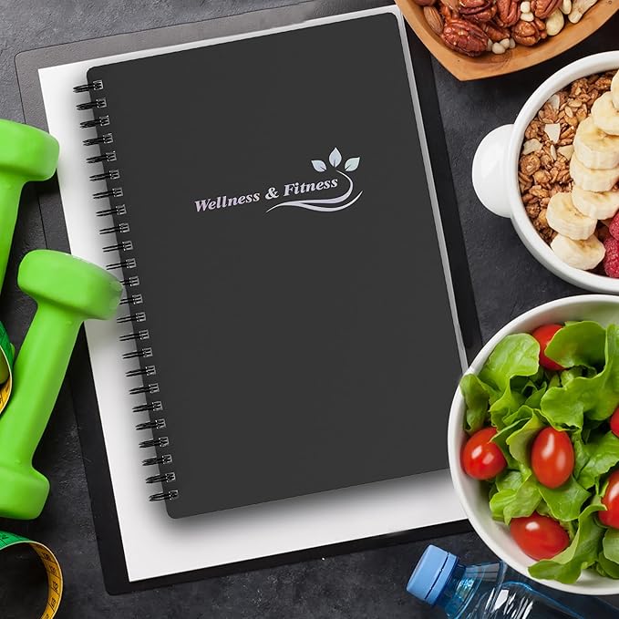 Wellness Planner & Fitness Log - Daily Diet & Health Journal with Weight Loss, Wellness Journal Notebook for Tracking Fitness, Sleep, Nutrition, Meal, Habits, A5(5.8 x 8.6 inch) (Black Silvery)-Ruum Studio Home