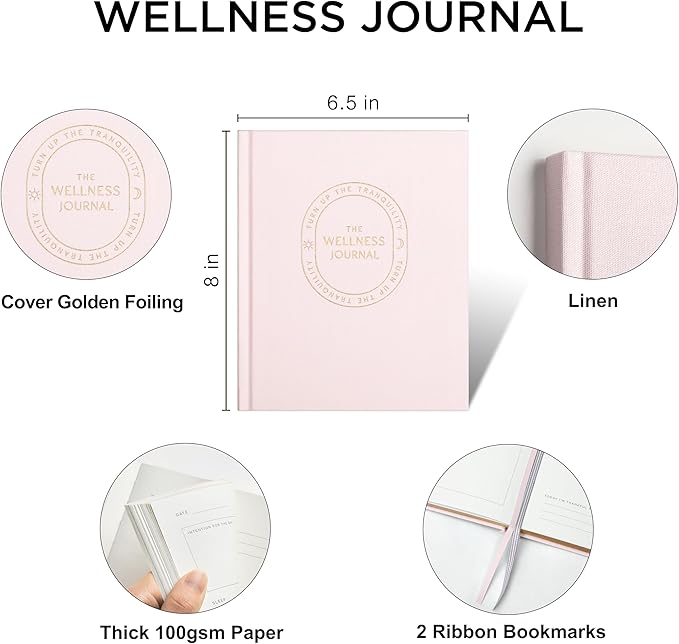 And Per Se Wellness Journal, Undated Daily Wellness Planner to Practice Positive Thinking, Mindfulness & Reflection, 91 Days Self-Care Journal For Women & Men (Pale Pink)-Ruum Studio Home