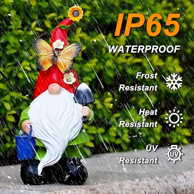 Gnomes Garden Statues Decor, Solar Waterproof Large Gnome with LED Lights Funny Garden Sculptures Outdoor Patio Yard Decorations Lawn Ornaments Gifts for Women Mom-Ruum Studio Home