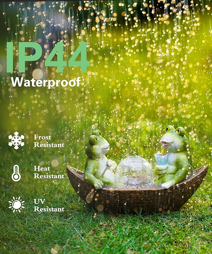 Solar Frogs Boating Statue Garden Decor: Outdoor Sculpture Lights Decorations Art Ornament Yard Lawn Backyard - Ideal Gifts for Women Mom Grandma-Ruum Studio Home