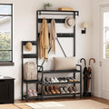 IDEALHOUSE Parent-Child Coat Rack Shoe Bench Hall Tree with Bench and Shoe Storage Industrial Coat Tree Entryway Large Organizer with Shoe Rack, Storage Cubbies, Hooks, and Top Shelf-Ruum Studio Home
