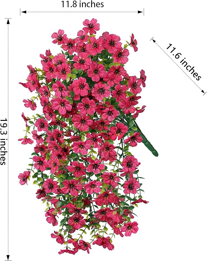 INSPRING Artificial Faux Outdoor Outside Flowers Plants, 2 PCS Fake Silk UV Resistant Look Real Hotpink Daisy Trailing Vines for Front Door Porch Planter Urn Patio Balcony Decoration-Ruum Studio Home