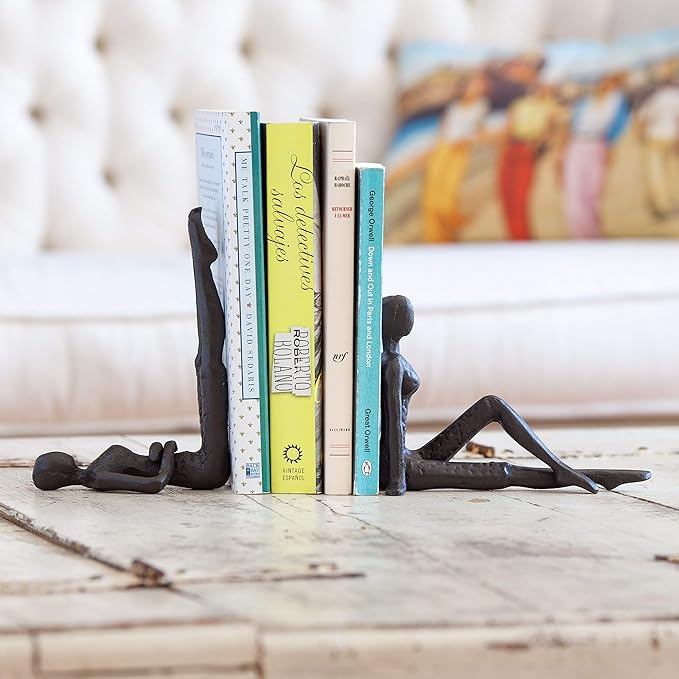 Danya B. ZI11217 Contemporary 2 Piece Ladies Stretching Cast Iron Metal Art Bookend Set-Ruum Studio Home