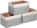 Kntiwiwo Storage Baskets for Closet 15" x 10" x 9.5" Fabric Storage Bins for Shelves Decorative Storage Cubes with Handles Large Linen Closet Organizer Bins for Home, Set of 3, Grey-Ruum Studio Home