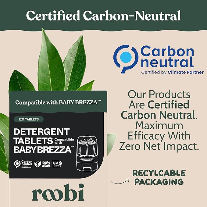 Roobi Detergent Tablets Compatible with Baby Brezza Bottle Washer Pro. Removes Milk Residue & Odor, Hypoallergenic Carbon Neutral Formula. 120 Count.-Ruum Studio Home