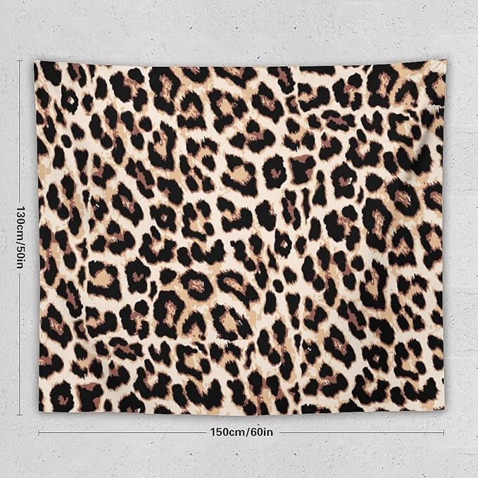 HZOHNAGO Leopard Print Tapestry Rustic Brown Leopard Wild Animal Printed Wall Tapestry Painting Wall Hanging for Bedroom Living Room Dorm 60" W x 50" H-Ruum Studio Home