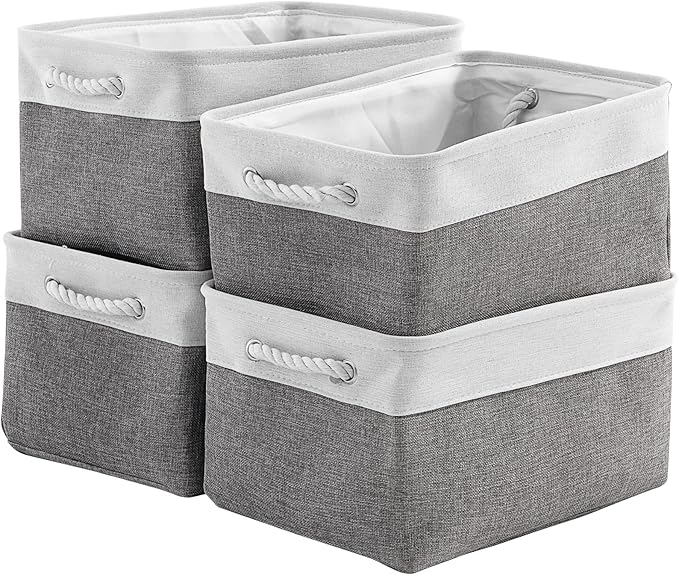 TcaFmac Storage Basket for Organizing - Large 4 Pack 15.8x11.8x8.2 inch Fabric Storage Bins for Shelves, Foldable Storage Cubes for Closet Cloth Toy Gift Kids(White&Grey)-Ruum Studio Home