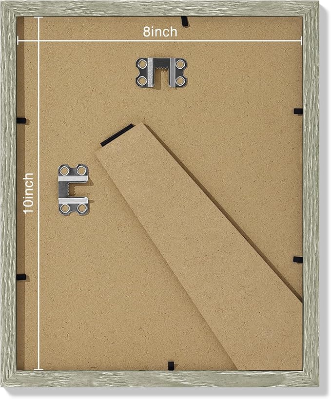 Vittanly 8x10 Picture Frames Set of 9, Shatter Resistant Plexiglass, Display 5x7 Pictures with Mat or 8x10 without Mat, Photo Frames for Wall or Tabletop, Engineered Wood, Driftwood-Ruum Studio Home