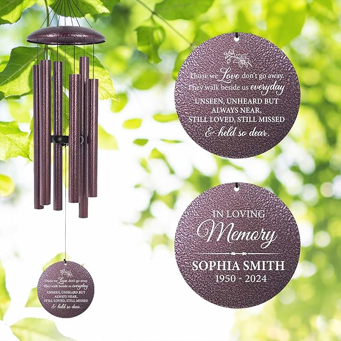 ASTARIN Personalized Wind Chimes Memorial, Sympathy Wind Chime Sorry for Your Loss Gifts, in Memory of Loved One Gift for Women Friend Loss of Husband Wife(Produced in USA)-Ruum Studio Home