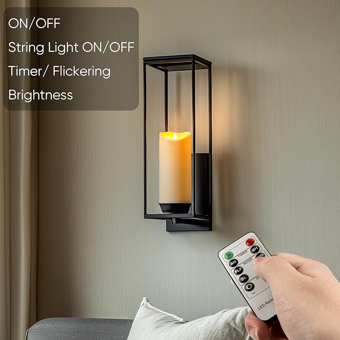 Homemory 4"x9" Outdoor Waterproof Flameless Candles with Timers and Remote Control, Battery Operated Candles, LED Plastic Candles, Dark Ivory, Set of 2-Ruum Studio Home