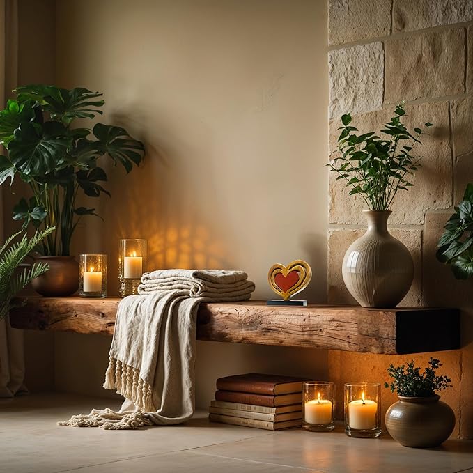 Decozen Gifts for Mom - Wooden Heart Sculpture - Mother's Day Birthday Gifts, Home, Office, Living Room, Shelf, Fireplace, Farmhouse, Tabletop, Boho and Mantle Decor - Mothers Day Decorations-Ruum Studio Home