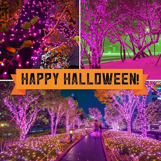 150LIGHTS Purple Extra-Bright with End Connectors Halloween Decorative Lights 9.72m UL Certified Mini String Light Set Waterproof for Halloween Home Garden Christmas Tree Party Patio Wedding-Ruum Studio Home