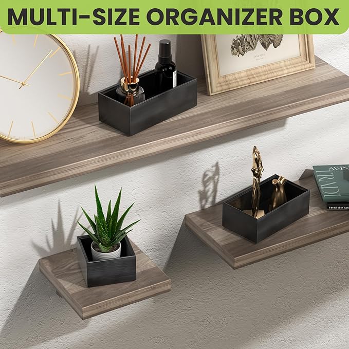 Bamboo Drawer Organizer Set, 5 PCS Multi-use Varied Sizes Junk Drawer Organizer Kitchen Storage Box for Office, Home, Bedroom, Bathroom, Black-Ruum Studio Home
