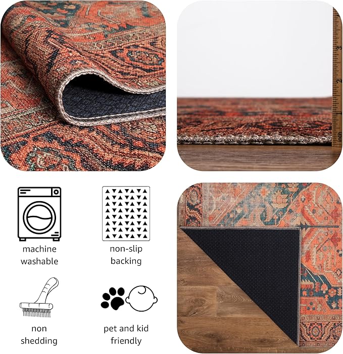 Keen Home Design 2x7 Rug - Machine Washable Runner Rug with Non-Slip Backing, Ideal for Hallway, Entryway, Kitchen, Laundry Room - Vintage, Easy Clean, Durable, Low Pile Rug - (2'6" x 7')-Ruum Studio Home