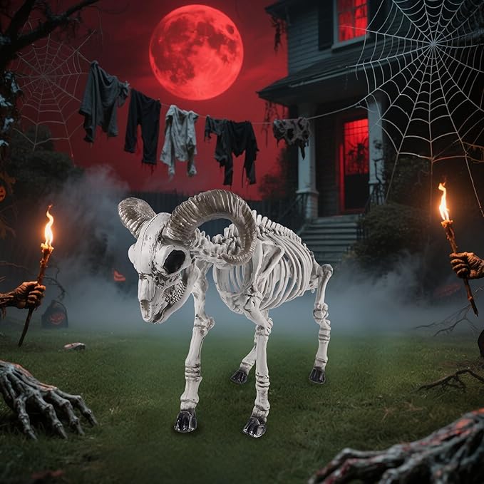 DR.DUDU Goat Skeletons Halloween Decorations – 26 Inch Long Life Size Skeleton Animals for Outdoor, Yard, Lawn Decor - Realistic Farm Skeleton Goat Party Props Scary Halloween Décor-Ruum Studio Home