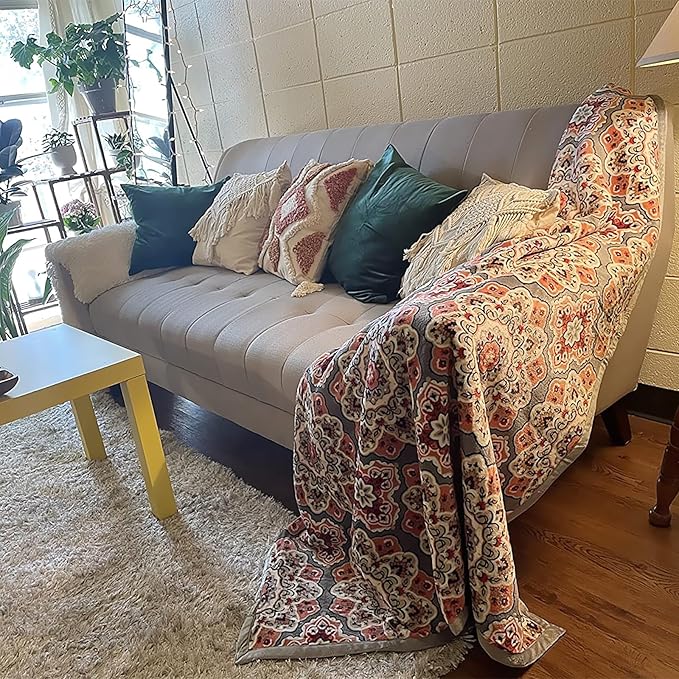 UKELER Floral Sherpa Throw Blanket Queen Size 80'' x 90'', Southwestern Throw Blanket for Bed/Couch/Sofa/Camping, Great Gift for Mother's Day, Father's Day, Thanksgiving, Christmas-Ruum Studio Home