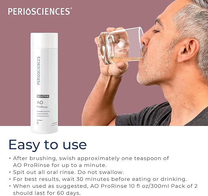 PerioSciences AO ProRinse Sensitive Teeth Mouthwash with Essential Oils and Antioxidants - Alcohol Free Mouthwash for Extreme Oral Sensations, 10 fl oz/300ml Pack of 2-Ruum Studio Home