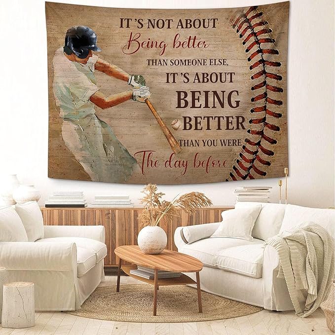 yowecso Baseball Tapestry Sport Theme Tapestry Wall Hanging for Bedroom Baseball Tapestries Aesthetic Wall Decor for Home Dorm Living Room 60"x90"-Ruum Studio Home