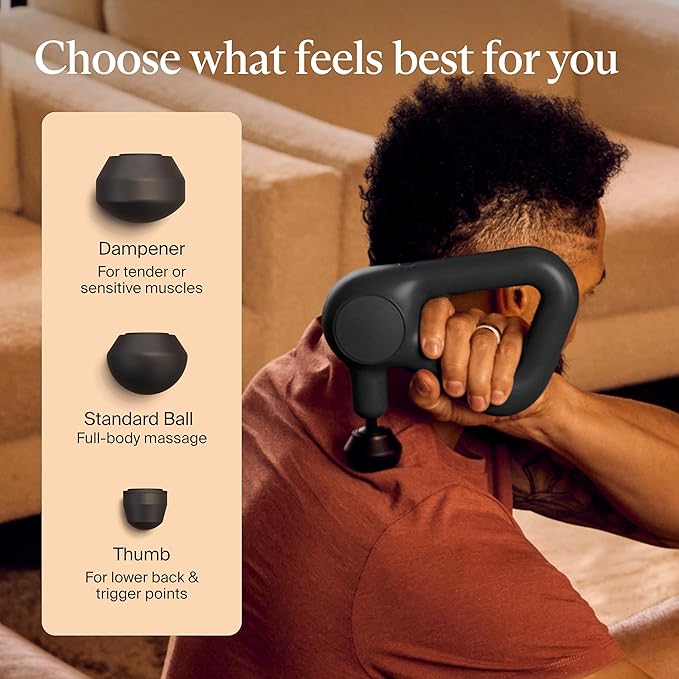 TheraGun Therabody Relief - Quiet Deep Tissue Therapy Massage Gun - Bluetooth Enabled, Electric Percussion Massage Gun & Personal Massager for Pain in The Neck, Back, Leg, Shoulder and Foot (Black)-Ruum Studio Home