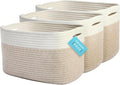 OrganiHaus Set of 3 Woven Storage Baskets for Organizing, Cotton Rope Organizer Bins for Shelves, Closet & Nursery, Dog Toy Basket, Decorative Bins for Toys, Towels & Books - 15x10x9, Light Honey-Ruum Studio Home