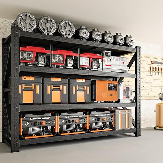 3000LBS Storage Shelves,48" W Garage Shelving Heavy Duty Metal Adjustable Garage Shelves, Shelving Units Industrial Shelving for Warehouse,48" W x 24" D x 69" H,Black-Ruum Studio Home