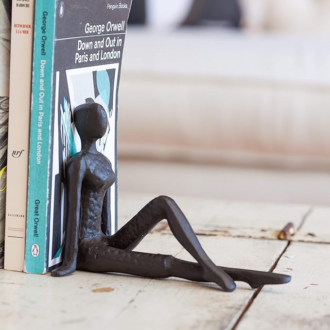 Danya B. ZI11217 Contemporary 2 Piece Ladies Stretching Cast Iron Metal Art Bookend Set-Ruum Studio Home