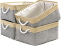 Organization and Storage Basket for Organizing - Large 4 Pack 16x12x8 inch Collapsible Baskets for Shelves Fabric Storage Cube, Storage Bins for Laundry Cloth Books Gift (Gold & Grey)-Ruum Studio Home