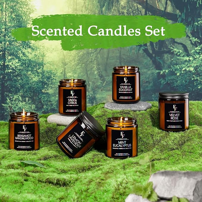 Scented Candles Set, Soy Wax Candles 6 Pack 42 Oz Aromatherapy Candles Gift Set for Women Men (Sage/Vanilla/Lemon/Sandalwood/Mint/Rose-Ruum Studio Home