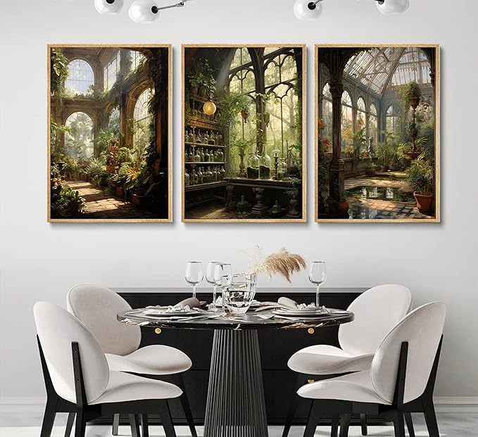 3pcs William Morris Green Plants Canvas Wall Art Medieval Castle Posters Prints Gothictalian Landscape Painting Pictures Paintings Wall Decor for Living Room Bathroom Bedroom Decoration Unframed-Ruum Studio Home