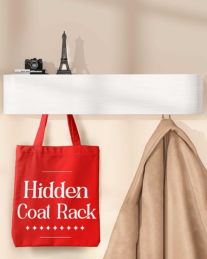 OLEEK Wall Mounted Coat Rack with Shelf - Wall entryway Shelf with Hooks - entryway Hooks - Modern Coat Rack - Wooden Mount for Home Decor - Jacket Hanger-Ruum Studio Home