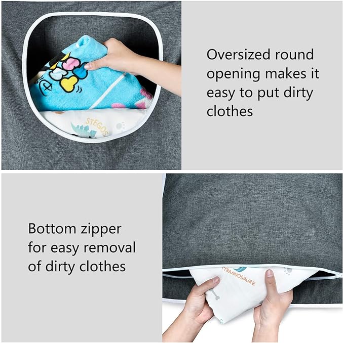 XL Large Hanging Laundry Bag with Hanging Hooks, Over the Door Laundry Bag and Hanging Laundry Hamper with Zipper, Hanging Storage Bag for Laundry, Toys, Towels, 36x 22 Inch,Grey.-Ruum Studio Home