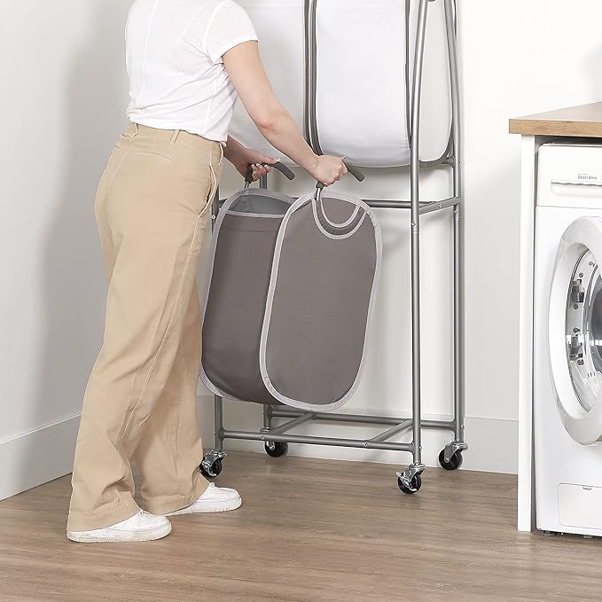 Neatfreak - 2 Tier Vertical Rolling Laundry Cart - Rolling Storage Cart On Wheels With 4 x Tote Hampers For Laundry, Towels, Blankets & Bathroom Organization - Quad Laundry Sorter-Ruum Studio Home