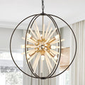 23.6" Black Gold 12-Light Globe Sputnik Chandelier Modern Adjustable Hanging Ceiling Glass Tube Pendant Light Fixture for Entryway Foyer Staircase Dining Living Room Hallway-Ruum Studio Home
