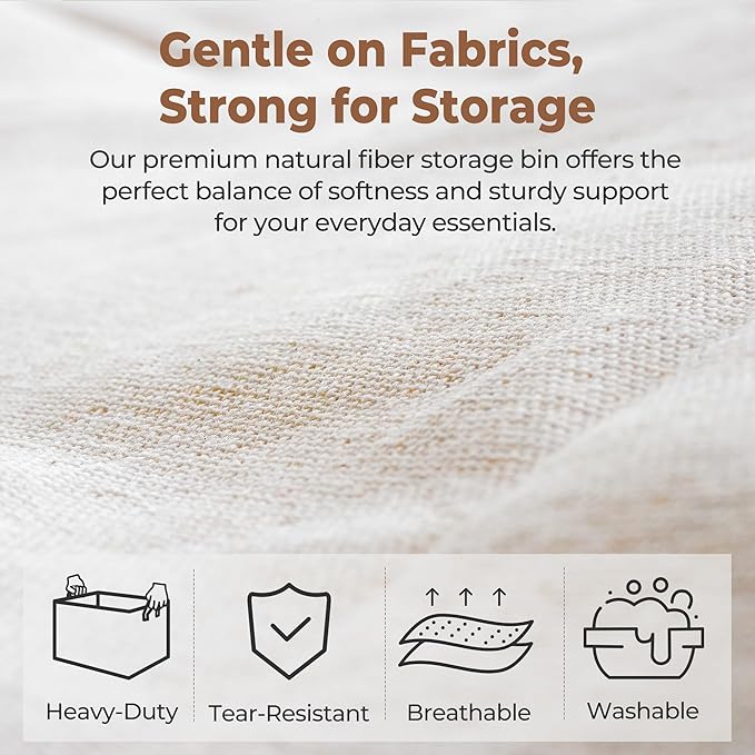 StorageWorks Storage Bins, Shelves Baskets for Organizing, Large Fabric Closet Organizers with Handles, Metal Frame, Natural Color, 2-Pack-Ruum Studio Home