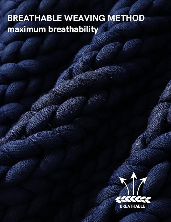 YnM Chunky Throw Blanket, Medium-Weight, Hand Knitted, Skin Friendly, Ventilated and Breathable, Machine Washable, Home Décor Piece for Couch, Sofa and Bed (Indigo Blue, 40x50 Inch)-Ruum Studio Home